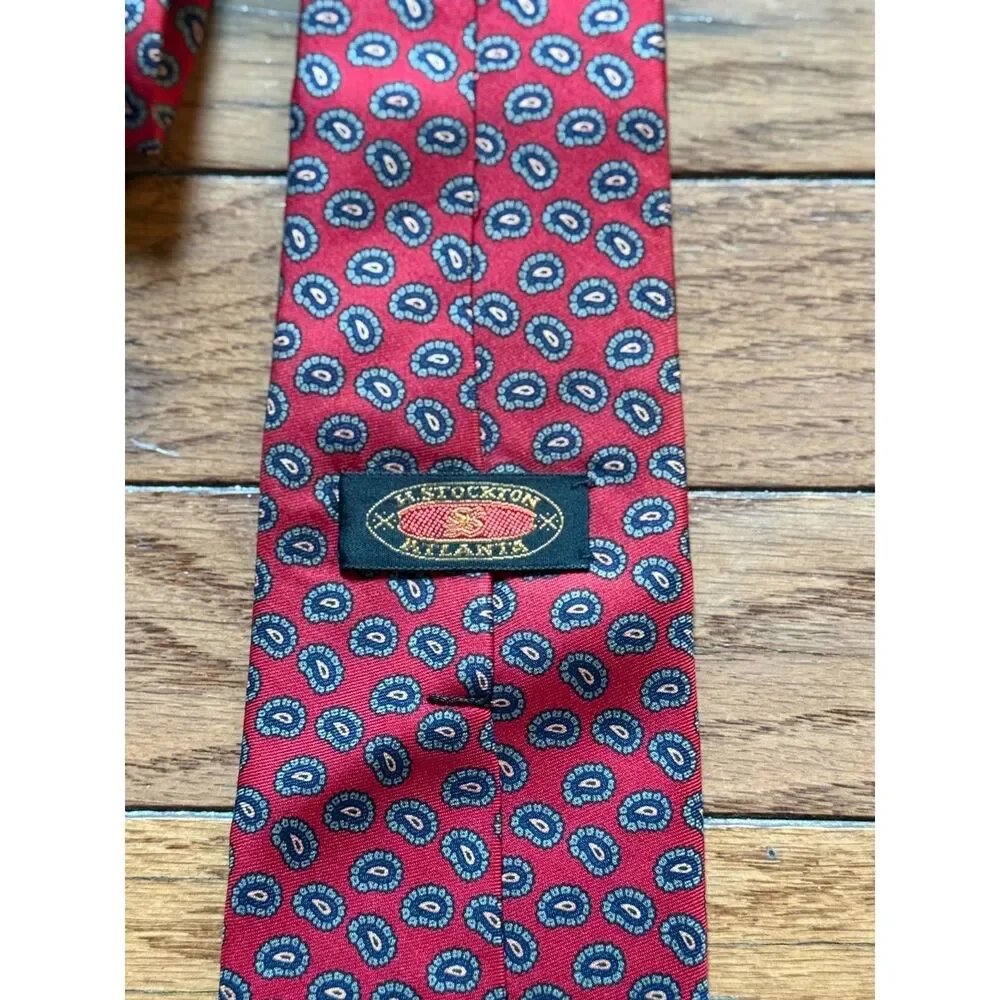 Robert Talbott H. Stockton Atlanta Red Paisley Silk Tie Vintage Mens Necktie USA